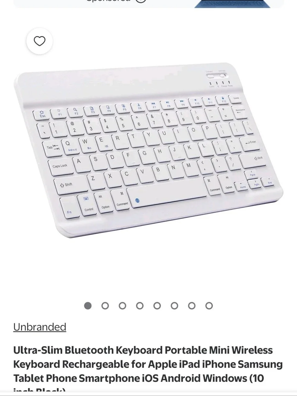 Slim White Bluetooth Keyboard